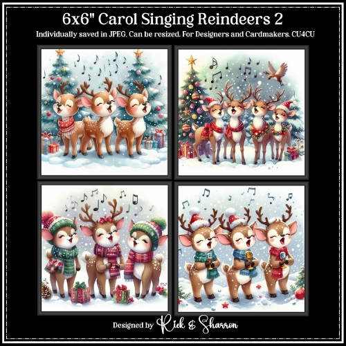 6x6 Carol Singing Reindeers 5-8 - JPEG  