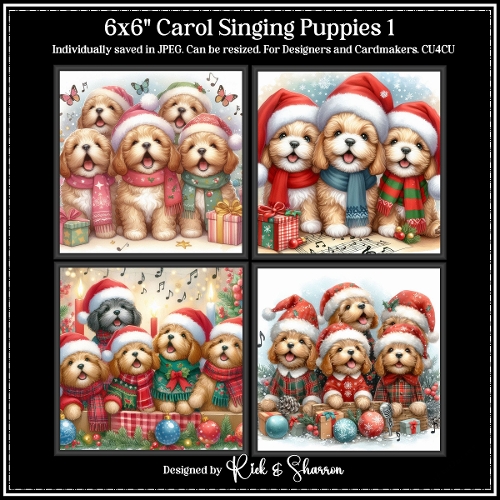 6x6 Carol Singing Puppies 1-4 - JPEG  