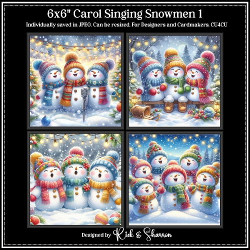 6x6 Carol Singing Snowmen 1-4 - JPEG  
