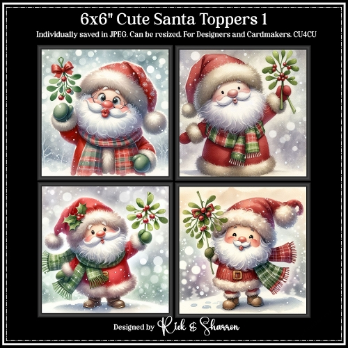 6x6 Cute Santa Illustrations 1-4 - JPEG  