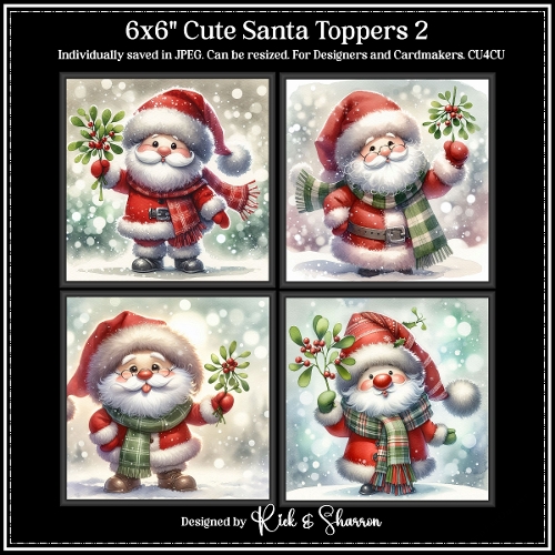 6x6 Cute Santa Illustrations 5-8 - JPEG  