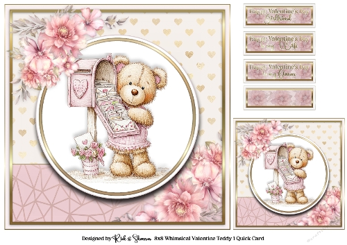 8x8 Whimsical Valentines Teddy 1 Quick Card