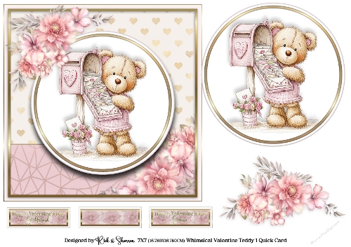 7x7 Whimsical Valentines Teddy 1 Quick Card