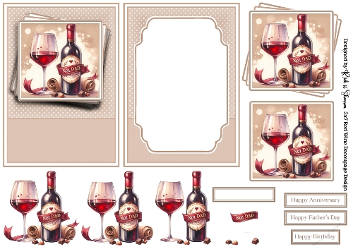 5x7 Red Wine Card Front with Decoupage & Sentiments