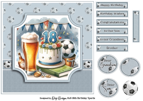 8x8 18th Birthday Sports - Quick Card 