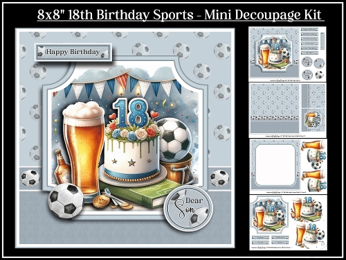 8x8 18th Birthday Sports - Mini Kit - x4 A4 sheets 