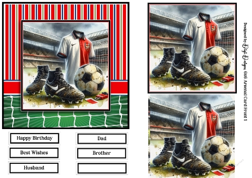 6x6 Arsenal Football 1 Card Front with Toppers and Sentiments 