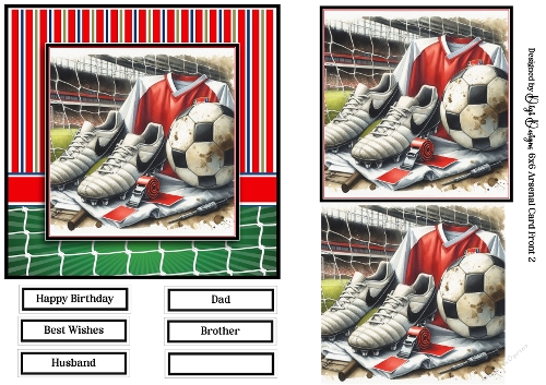6x6 Arsenal Football 2 Card Front with Toppers and Sentiments 