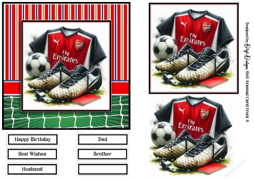 6x6 Arsenal Football 4 Card Front with Toppers and Sentiments 
