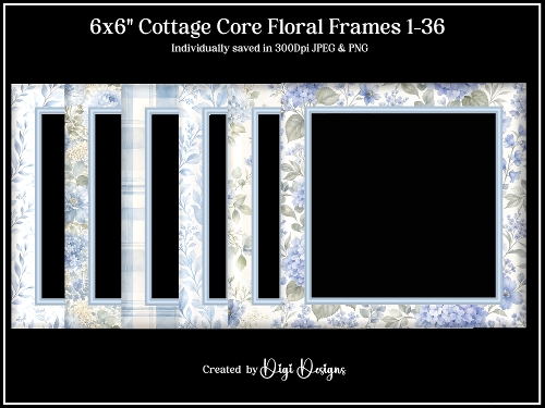 8x8 Cottage Core Card Front/Mats 1-36 JPEG & PNG 