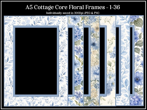 A5 Cottage Core Floral Frames 1-36