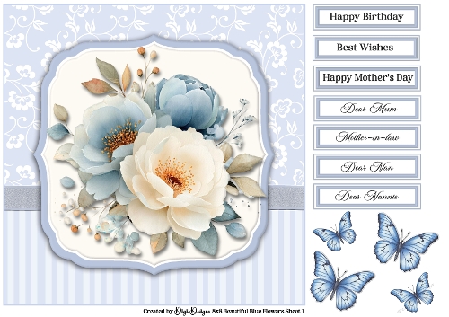 8x8 Blue Floral Quick Card 