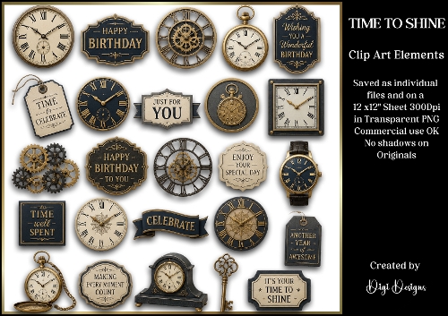 TIME TO SHINE Clipart - Individually saved in PNG 