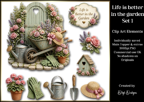 Large Gardening Topper with extra embellishments 