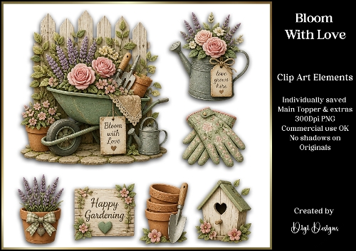 Large Gardening Topper- Bloom With Love