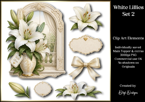Large Floral Topper - White Lillies 2