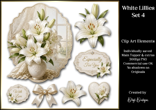 Large Floral Topper - White Lillies 4