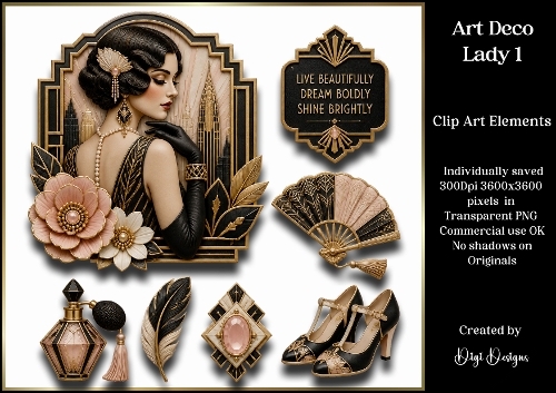 Art Deco Lady 1 Large Clipart 