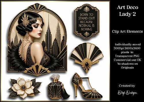Art Deco Lady 2 Large Clipart 