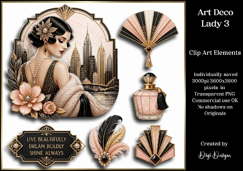 Art Deco Lady 3 Large Clipart 