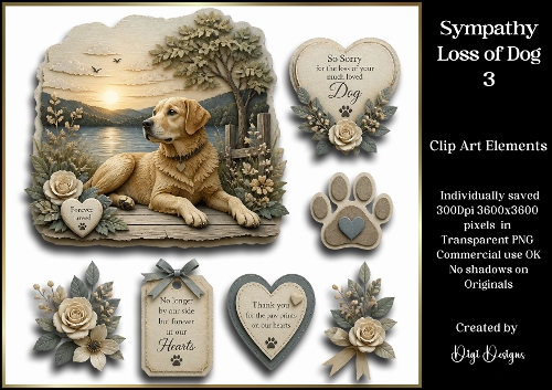 Sympathy Dog 3 Large Clipart Collection