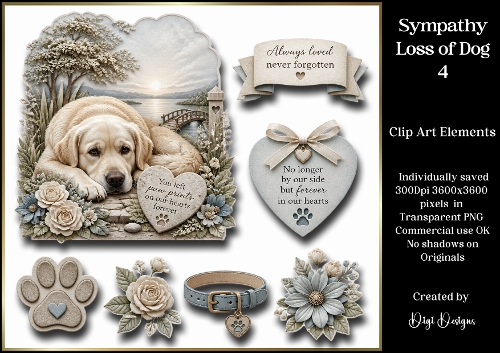 Sympathy Dog 4 Large Clipart Collection