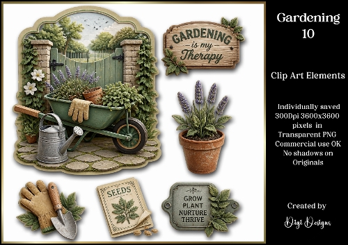 Gardening 10 Large Clipart Collection