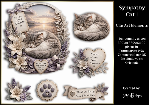 Sympathy On the Loss of Family Cat 1 Large Clipart Collection