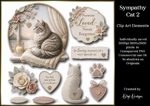Sympathy On the Loss of Family Cat 2 Large Clipart Collection
