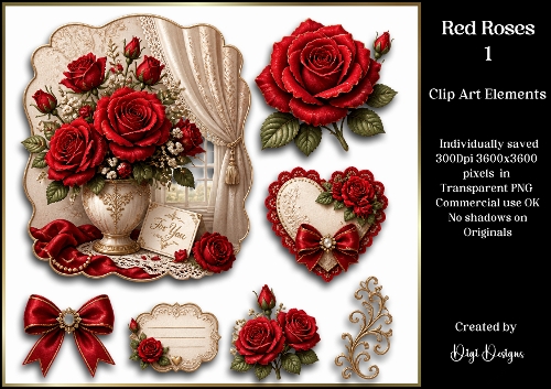 Red Roses 1 Large Clipart Collection