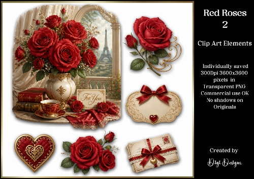 Red Roses 2 Large Clipart Collection