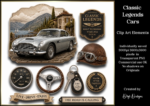 Classic Legends 1 (Cars)  Large Clipart Collection