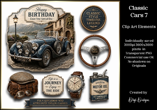 Classic Cars 7 Large Clipart Collection