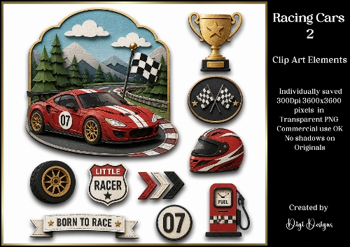 Racing Cars 2 Large Clipart Collection in PNG
