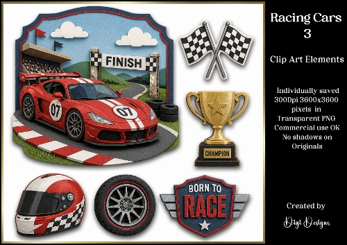 Racing Cars 3 Large Clipart Collection in PNG