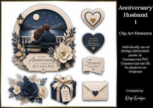 Anniversary Husband 1 Large Clipart Collection in PNG 