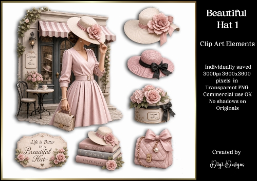 Beautiful Hats 1 Large Clipart Collection in PNG 