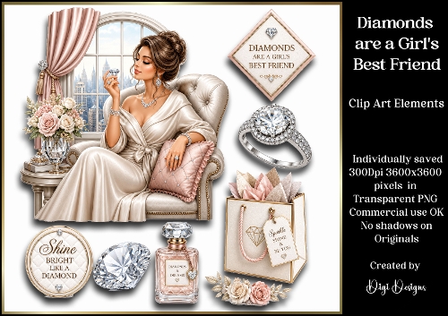 Diamonds are a girls Best Friend 1 Large Clipart Collection in PNG 