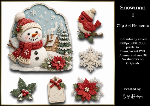 Snowman 1 Large Clipart Collection in PNG 