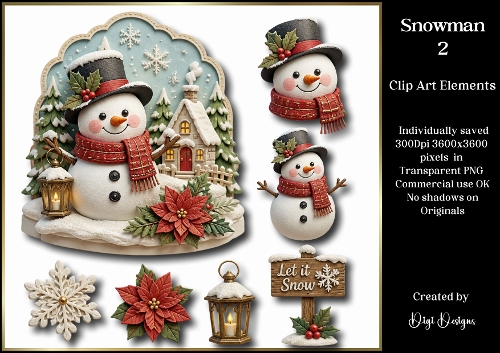 Snowman 2 Large Clipart Collection in PNG 