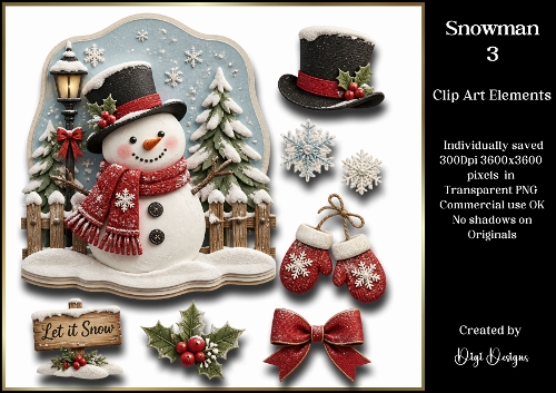 Snowman 3 Large Clipart Collection in PNG 
