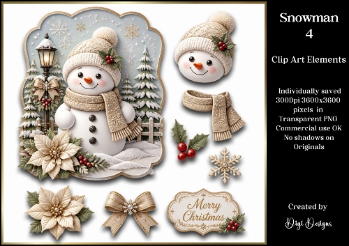 Snowman 4 Large Clipart Collection in PNG 