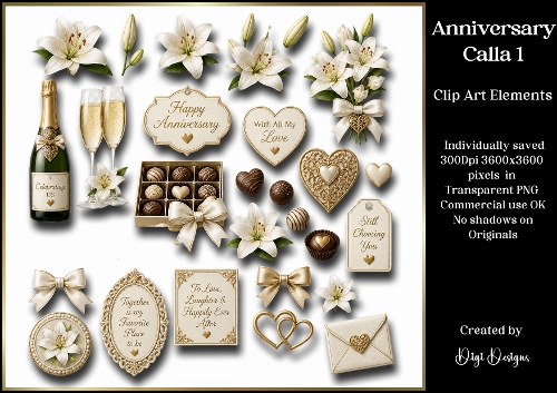 Anniversary Calla Lillies 1 Clipart Collection in PNG 