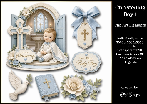 Christening Boy 1 Large Clipart Collection 