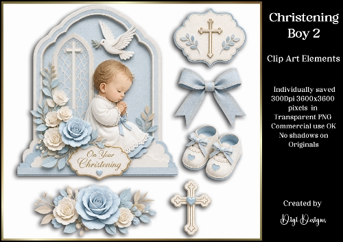 Christening Boy 2 Large Clipart Collection 
