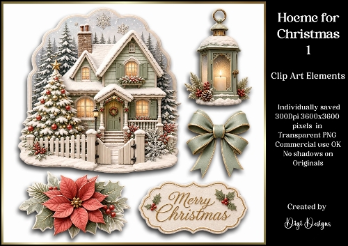 Home for Christmas 1 Clipart Collection 