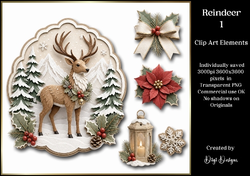 Reindeer 1 Clipart Collection 