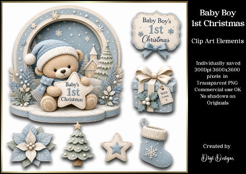 Baby Boys 1st Christmas Clipart Collection 