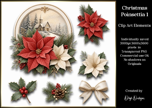 Christmas Poinsettia - Christmas Clipart Collection 