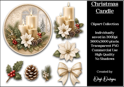 Christmas Candles Clipart Collection 